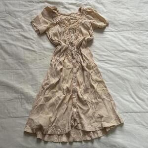 Tsumori Chisato pink plisse crinkle short sleeve button front midi dress Size 2